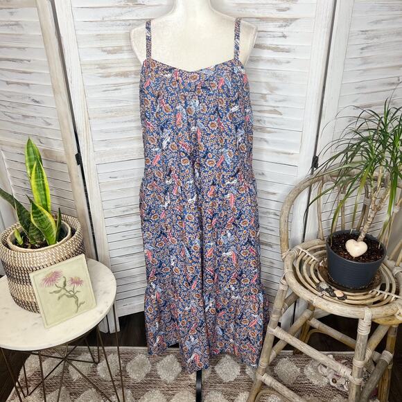 KNOX ROSE Women's L Off The Coast Tiered Midi Peasant Dress NWT Multi Floral - Picture 3 of 16